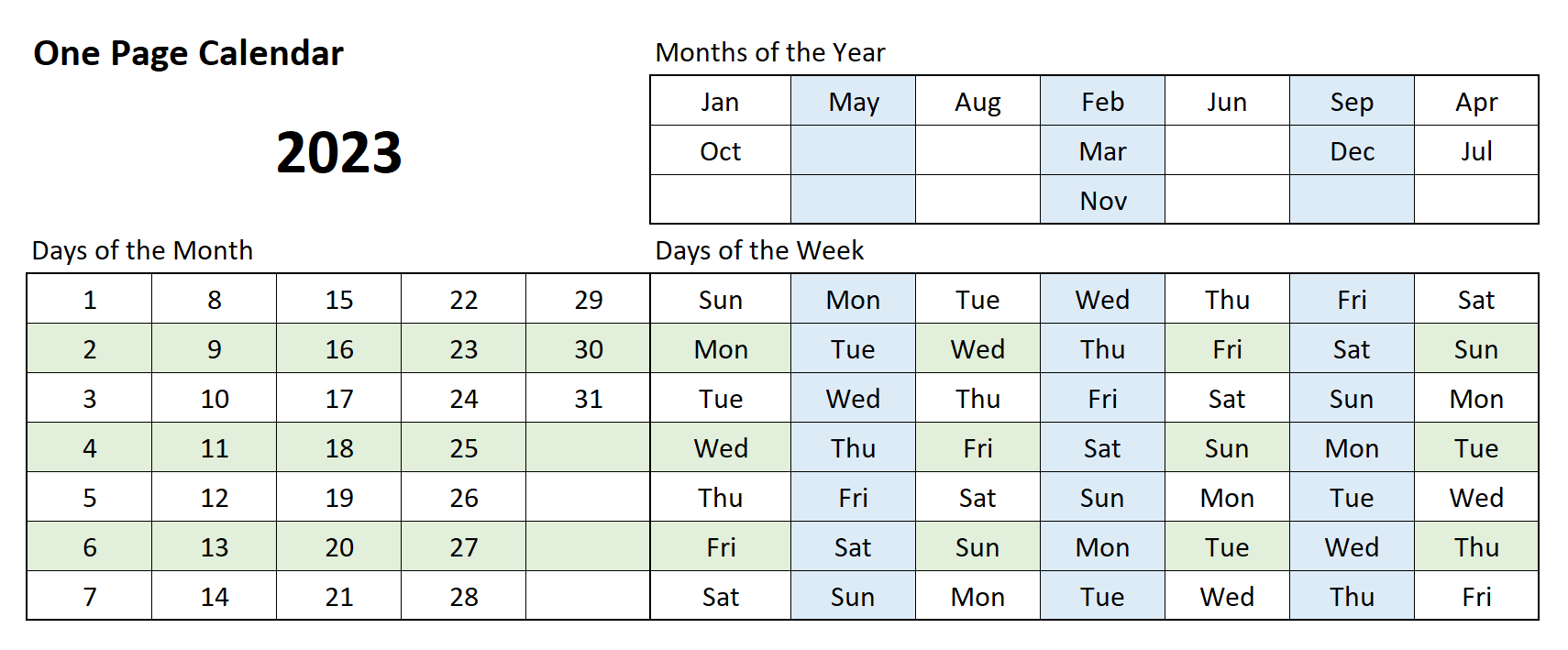 Building a One-Page Calendar