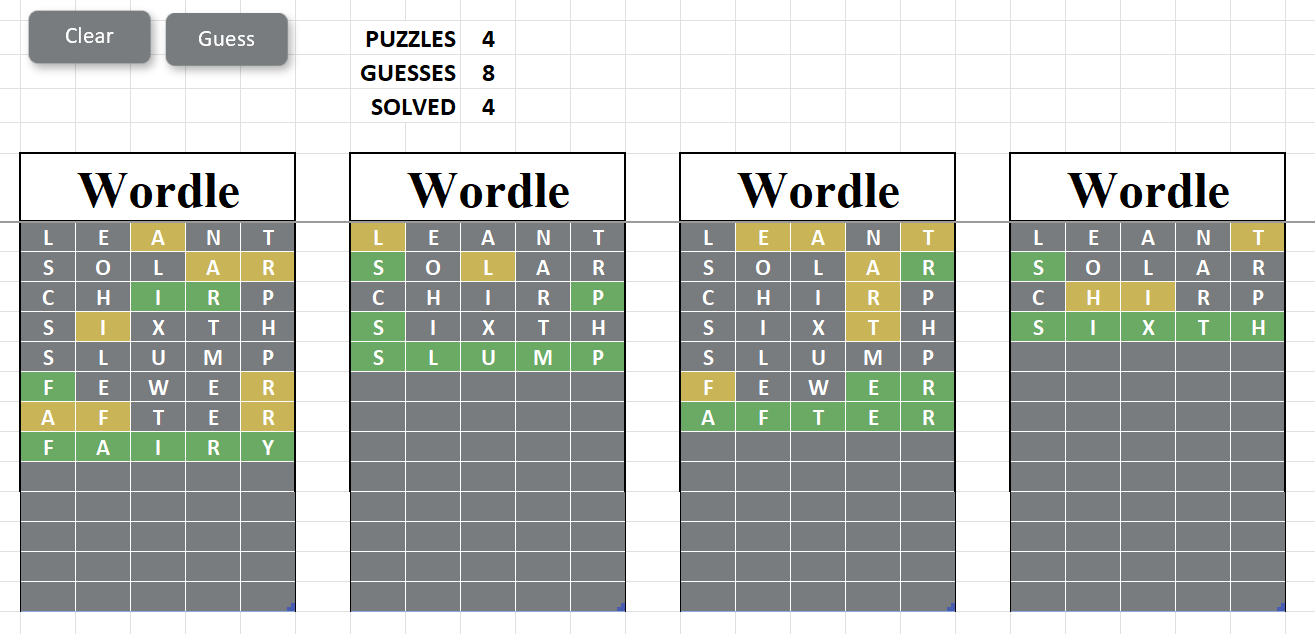 Solving Wordle with Excel